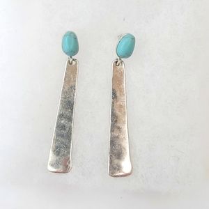 Silver and blue howlite dangle earings